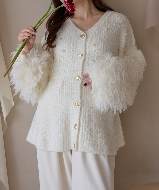 shaggy sleeve peplum knit / シャギースリーブペプラムニット