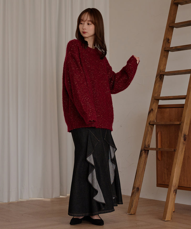 【予約商品】back open mix shaggy knit / バックオープンミックスシャギーニット