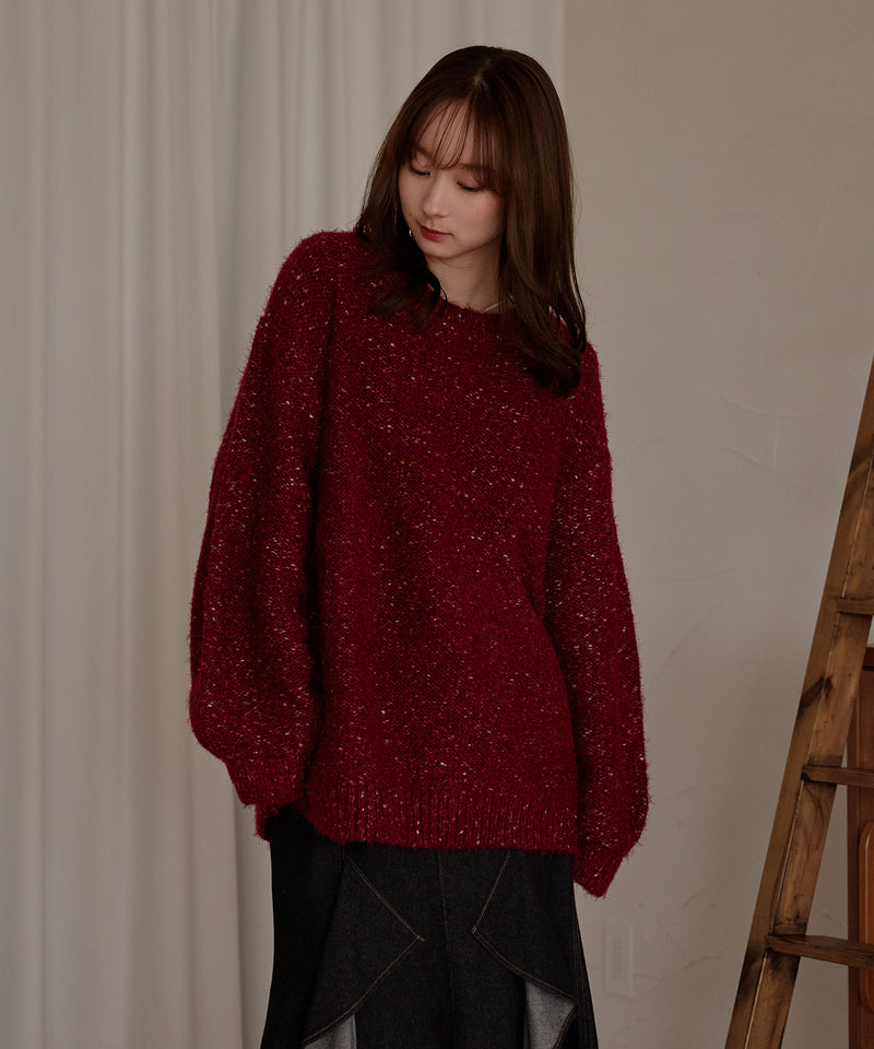 【予約商品】back open mix shaggy knit / バックオープンミックスシャギーニット
