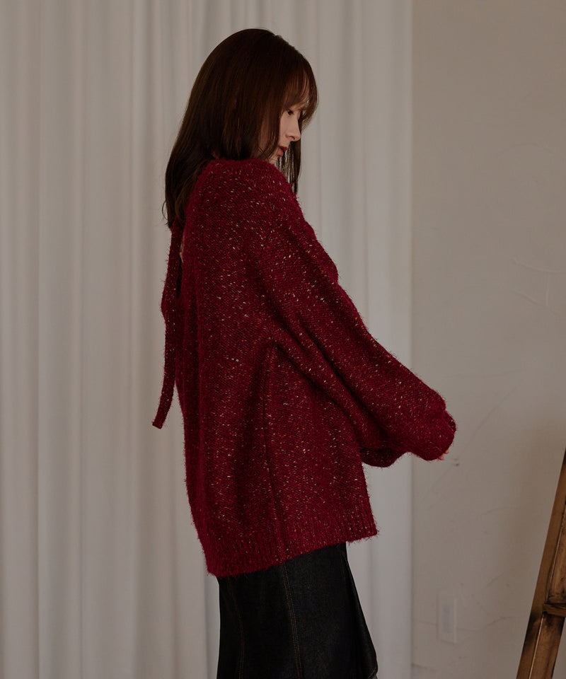 【予約商品】back open mix shaggy knit / バックオープンミックスシャギーニット