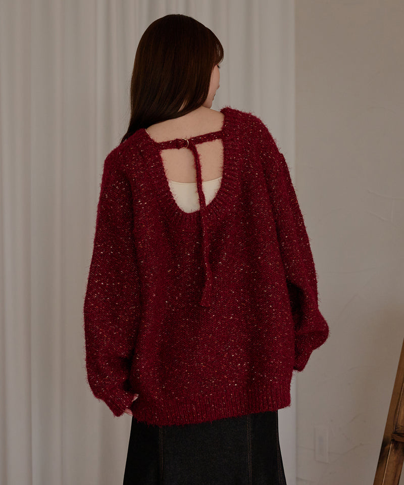 【予約商品】back open mix shaggy knit / バックオープンミックスシャギーニット