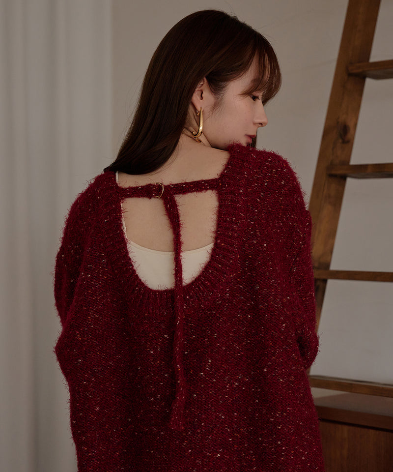 【予約商品】back open mix shaggy knit / バックオープンミックスシャギーニット