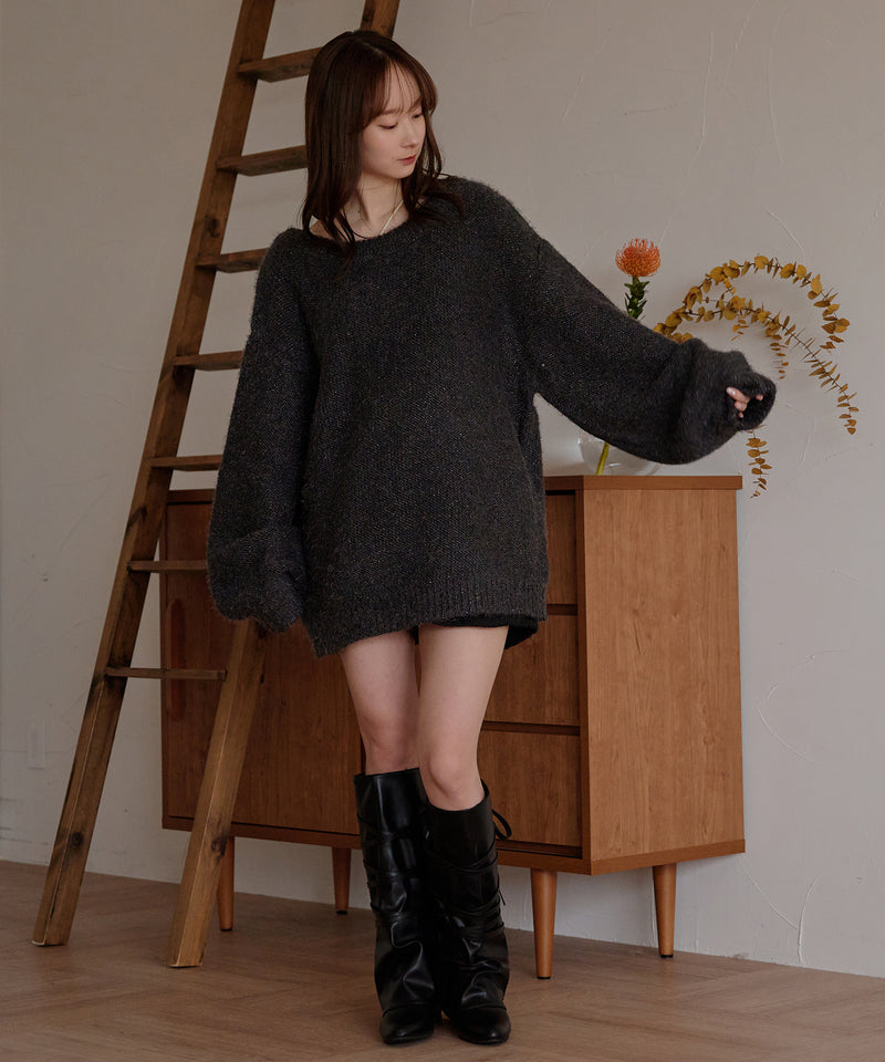 【予約商品】back open mix shaggy knit / バックオープンミックスシャギーニット
