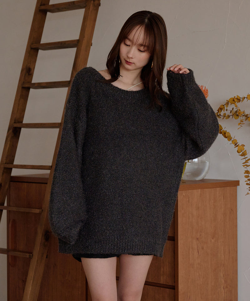 【予約商品】back open mix shaggy knit / バックオープンミックスシャギーニット