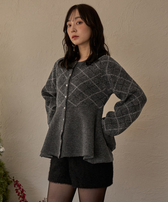 argyle pattern peplum knit / アーガイルペプラムニット