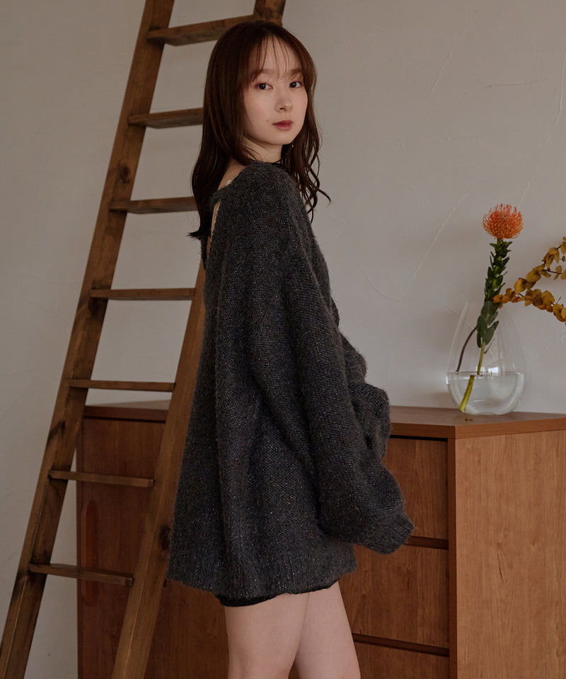 【予約商品】back open mix shaggy knit / バックオープンミックスシャギーニット