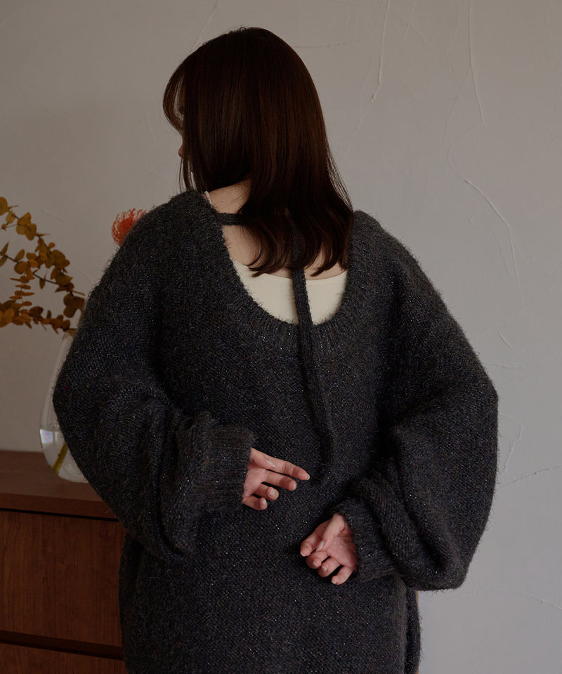 【予約商品】back open mix shaggy knit / バックオープンミックスシャギーニット