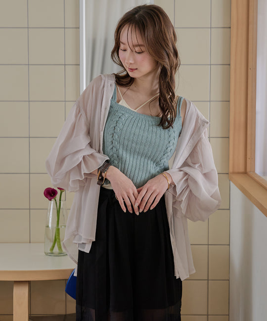 sheer hooded blouse シアーフードブラウス