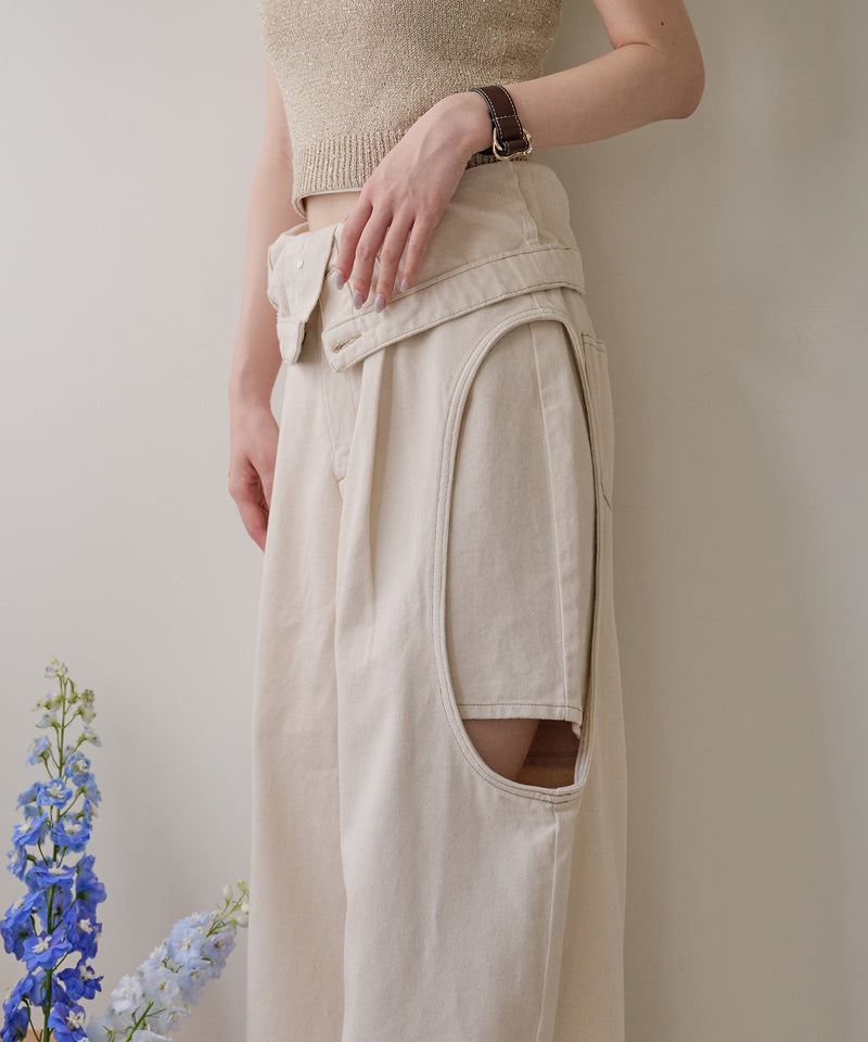 cut out design wide denim ⁡ / カットアウトデザインワイドデニム