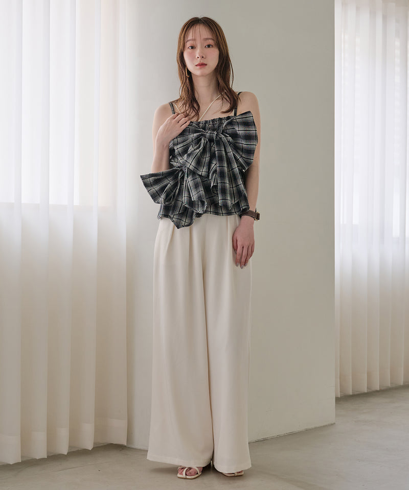 【予約商品】ombre check double ribbon  bustier / オンブレチェックダブルリボンビスチェ