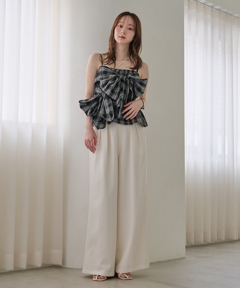 【予約商品】ombre check double ribbon  bustier / オンブレチェックダブルリボンビスチェ