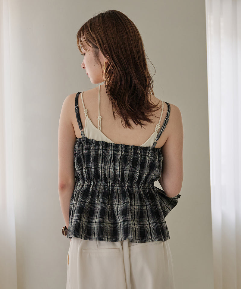 【予約商品】ombre check double ribbon  bustier / オンブレチェックダブルリボンビスチェ
