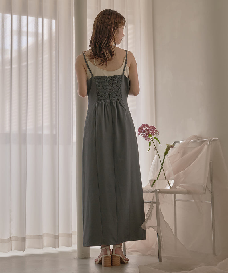 drape design cami onepiece / ドレープデザインキャミワンピ