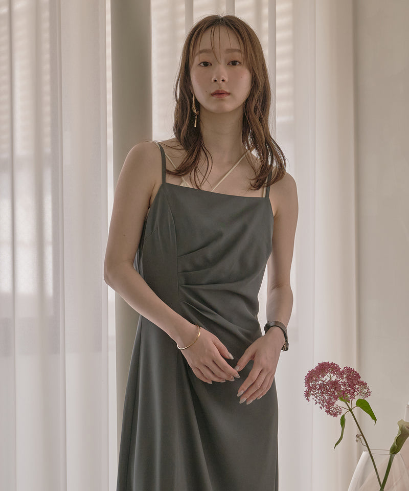 drape design cami onepiece / ドレープデザインキャミワンピ
