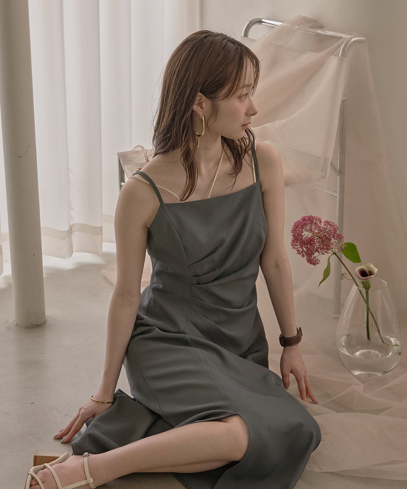 drape design cami onepiece / ドレープデザインキャミワンピ