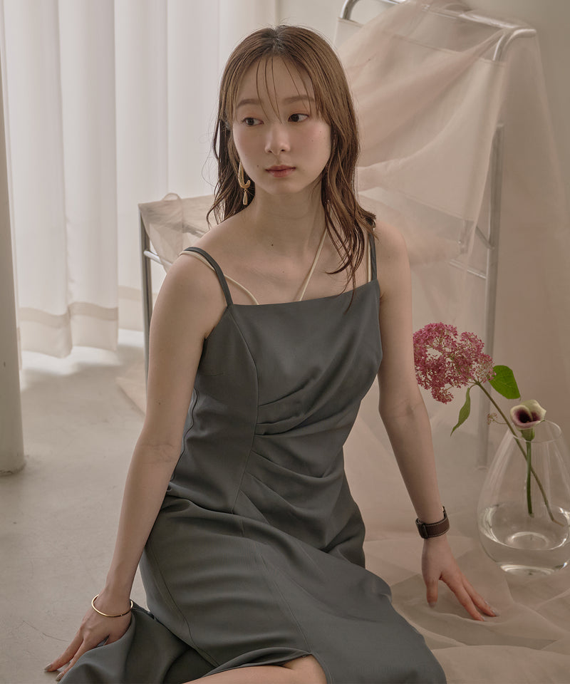 drape design cami onepiece / ドレープデザインキャミワンピ