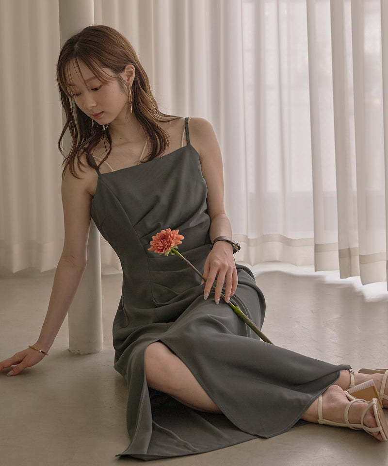 drape design cami onepiece / ドレープデザインキャミワンピ