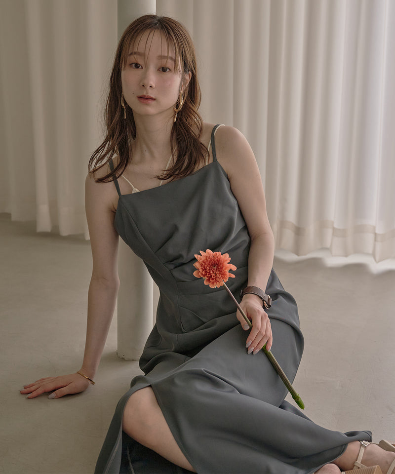 drape design cami onepiece / ドレープデザインキャミワンピ