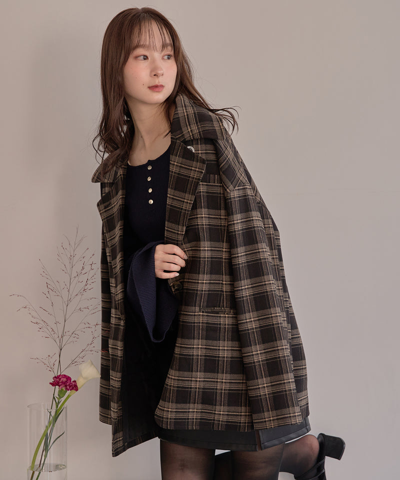 button design flare sleeve rib knit / ボタンデザインフレアスリーブリブニット