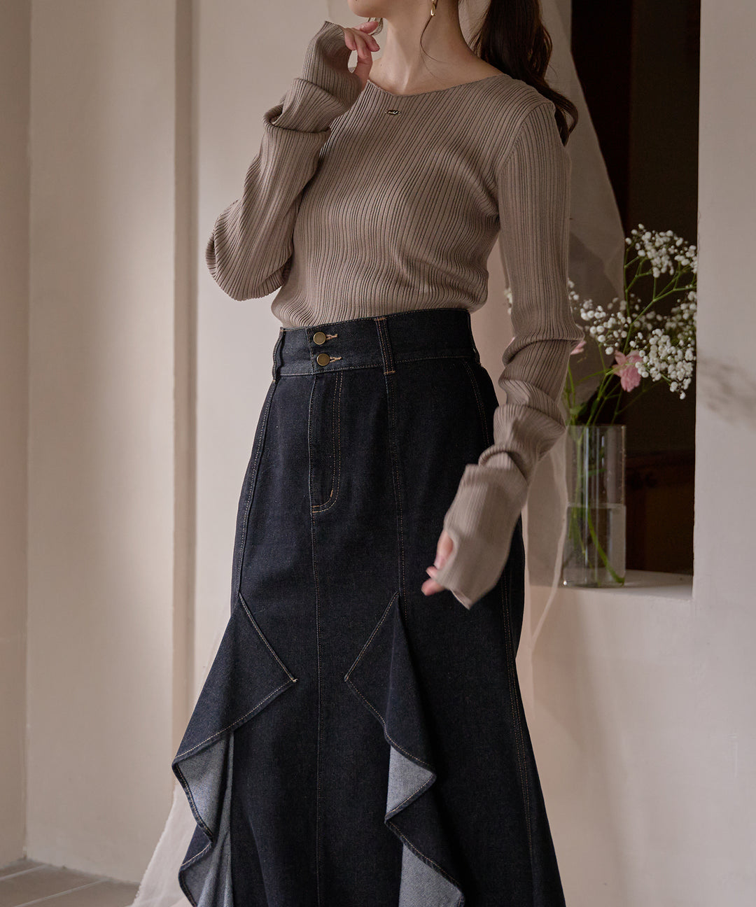 long sleeve rib knit / ロングスリーブリブニット – favclo.