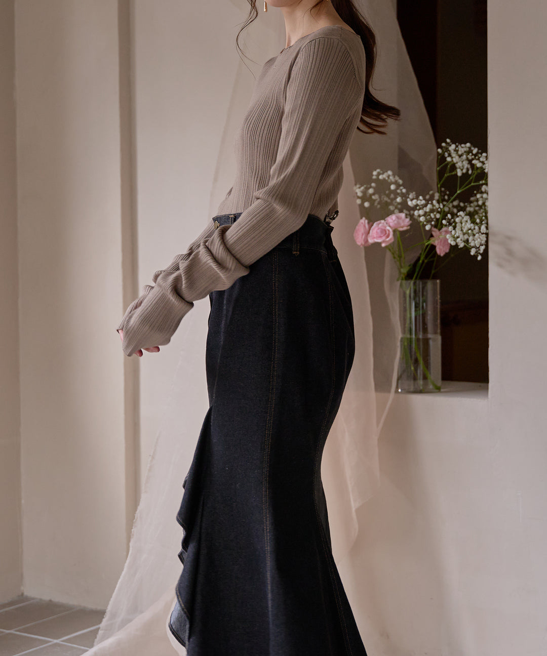 long sleeve rib knit / ロングスリーブリブニット – favclo.