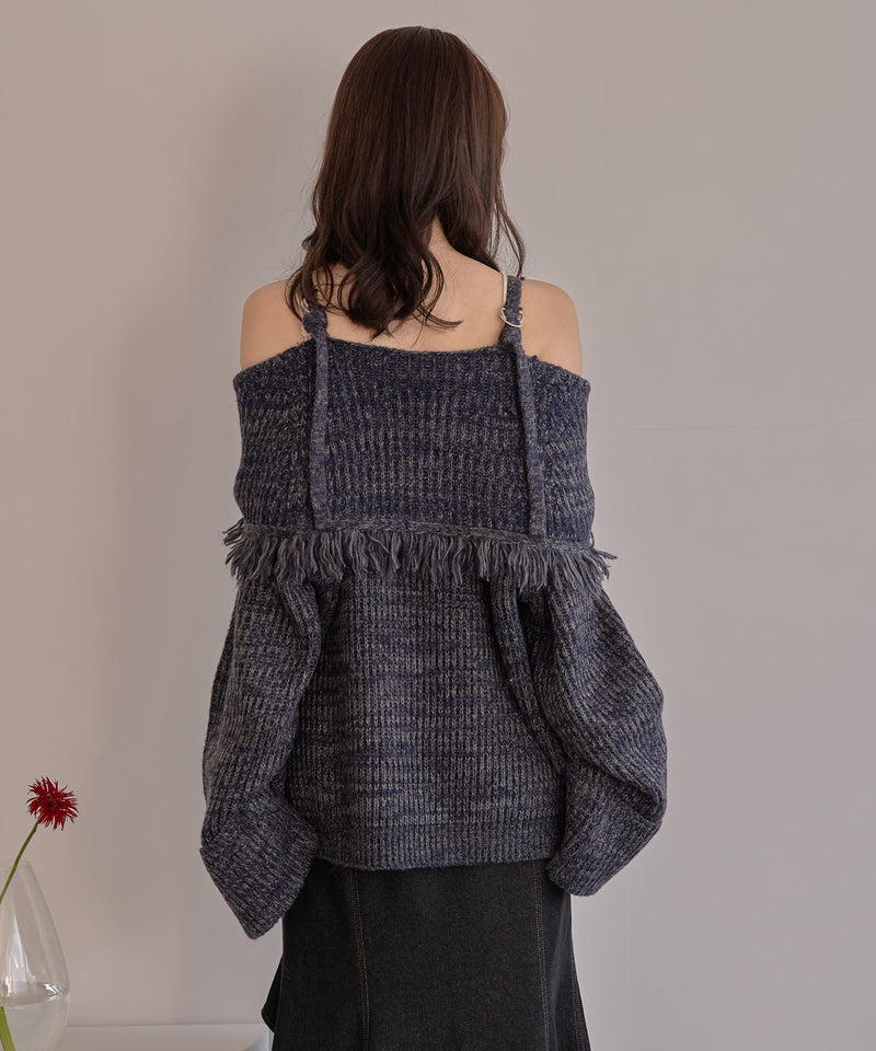 mix color offshoulder knit / ミックスカラーオフショルニット