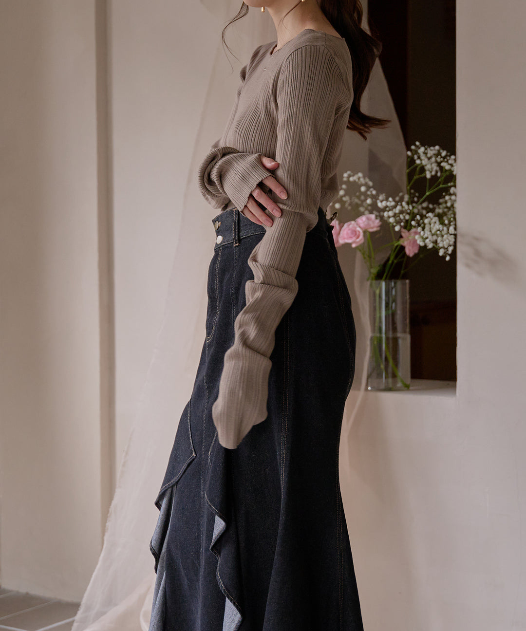 long sleeve rib knit / ロングスリーブリブニット – favclo.