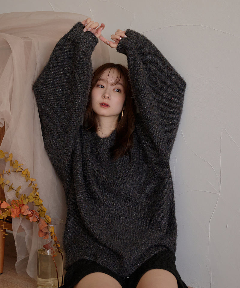 【予約商品】back open mix shaggy knit / バックオープンミックスシャギーニット