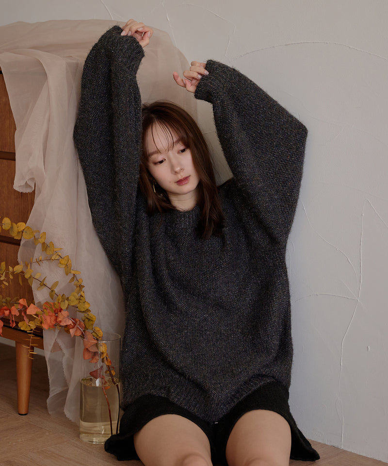 【予約商品】back open mix shaggy knit / バックオープンミックスシャギーニット