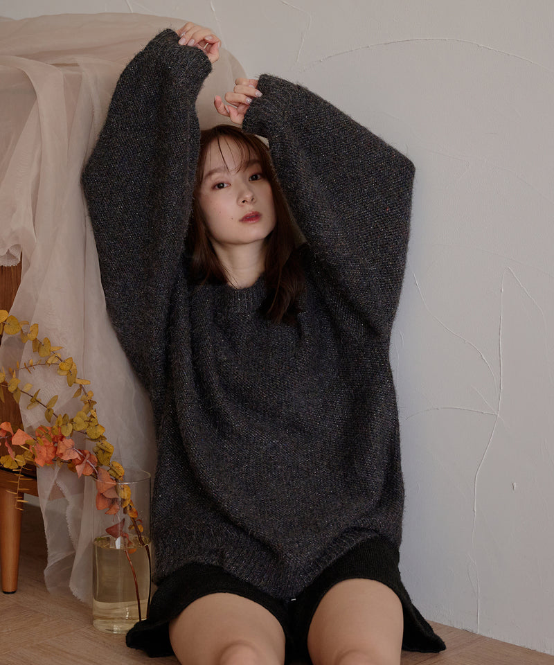 【予約商品】back open mix shaggy knit / バックオープンミックスシャギーニット