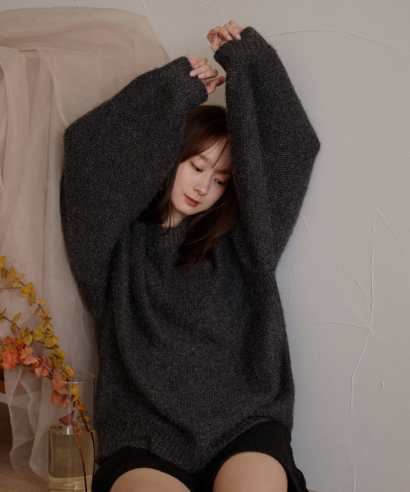 【予約商品】back open mix shaggy knit / バックオープンミックスシャギーニット