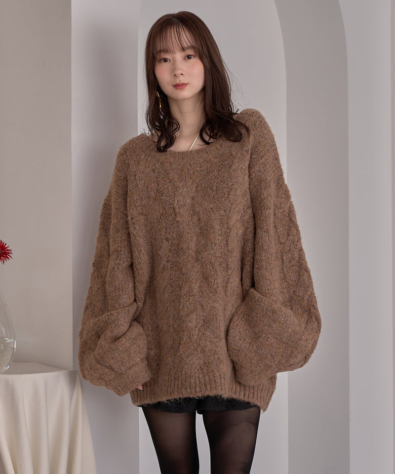 cable design knit pullover / ケーブルデザインニットプルオーバー