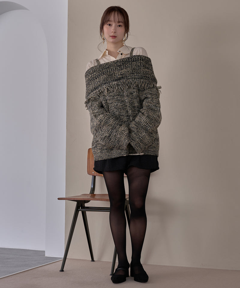 mix color offshoulder knit / ミックスカラーオフショルニット