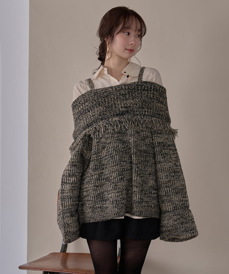 mix color offshoulder knit / ミックスカラーオフショルニット