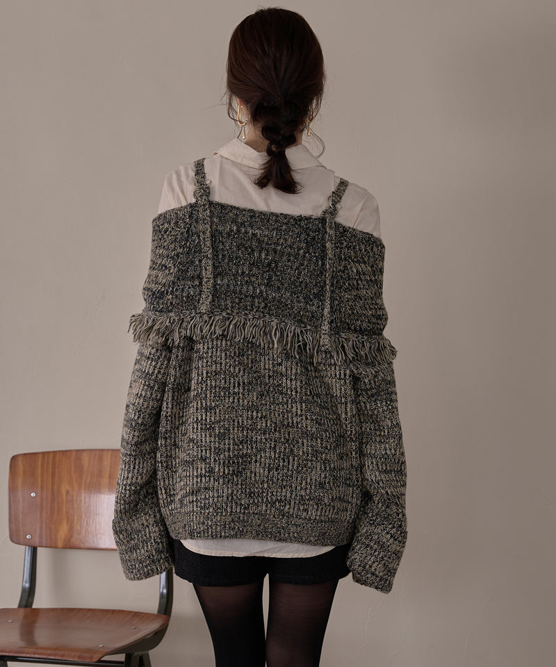 mix color offshoulder knit / ミックスカラーオフショルニット