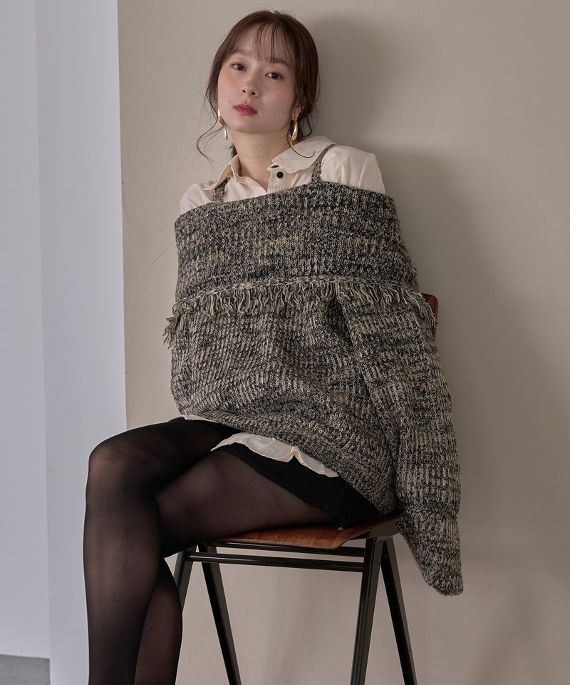 mix color offshoulder knit / ミックスカラーオフショルニット