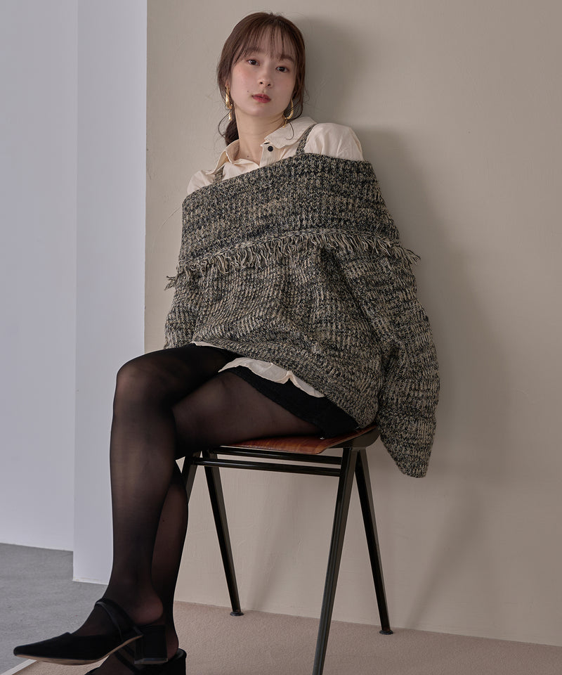 mix color offshoulder knit / ミックスカラーオフショルニット