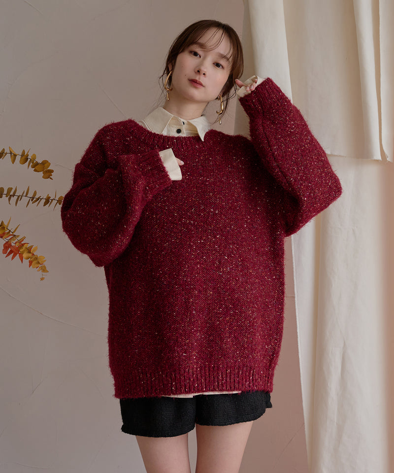 【予約商品】back open mix shaggy knit / バックオープンミックスシャギーニット