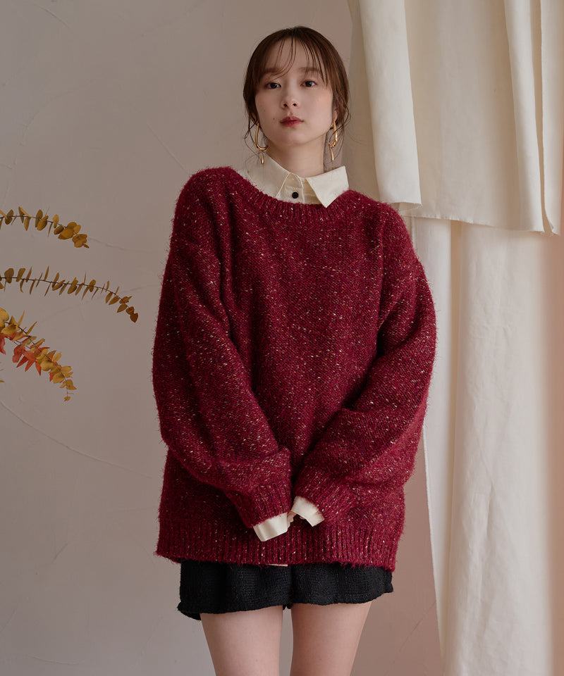 【予約商品】back open mix shaggy knit / バックオープンミックスシャギーニット