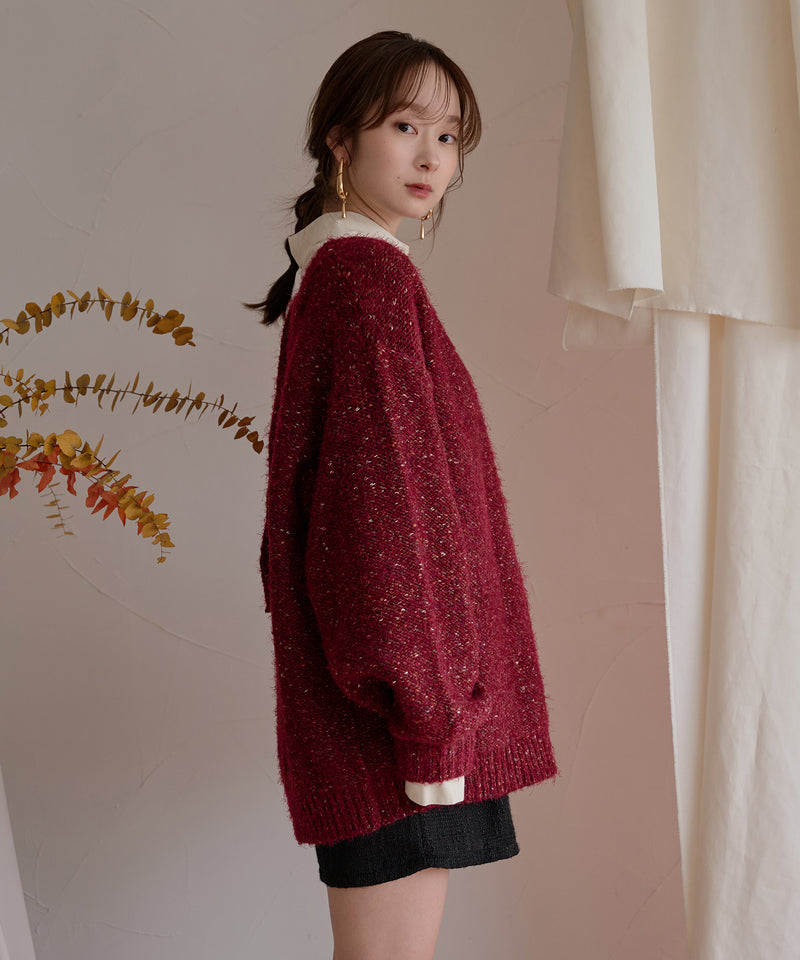 【予約商品】back open mix shaggy knit / バックオープンミックスシャギーニット