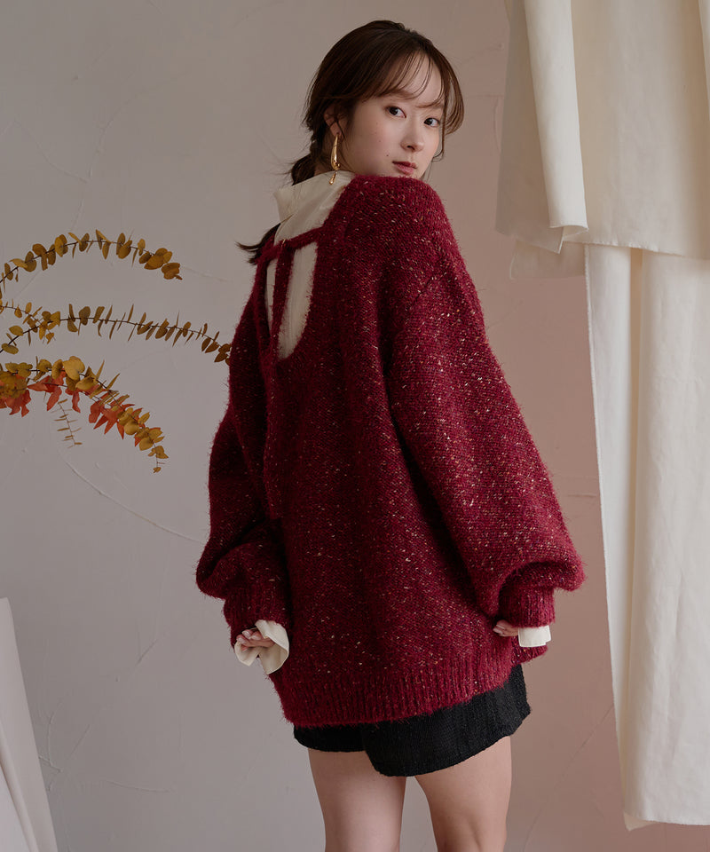【予約商品】back open mix shaggy knit / バックオープンミックスシャギーニット