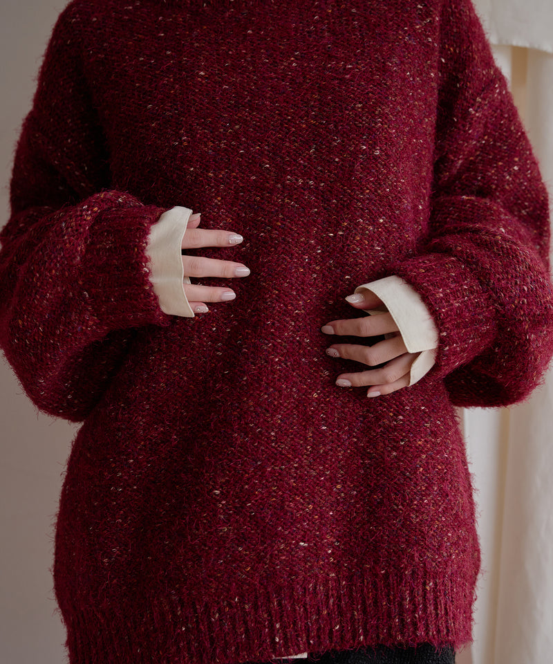 【予約商品】back open mix shaggy knit / バックオープンミックスシャギーニット