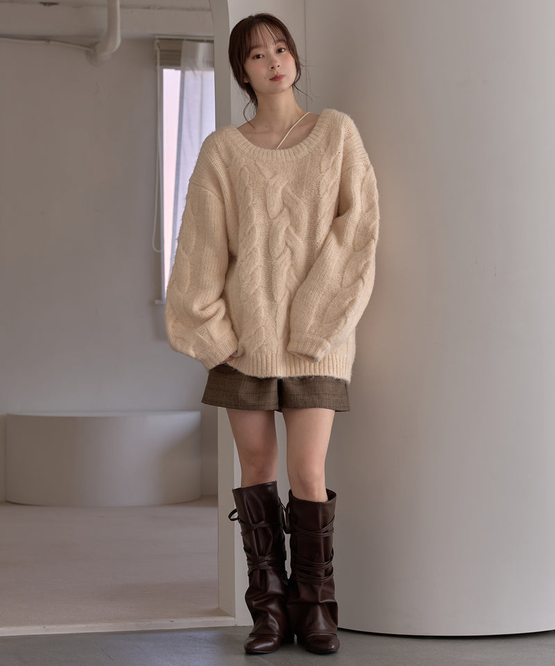 cable design knit pullover / ケーブルデザインニットプルオーバー