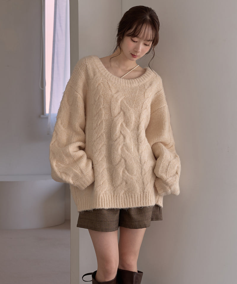 cable design knit pullover / ケーブルデザインニットプルオーバー
