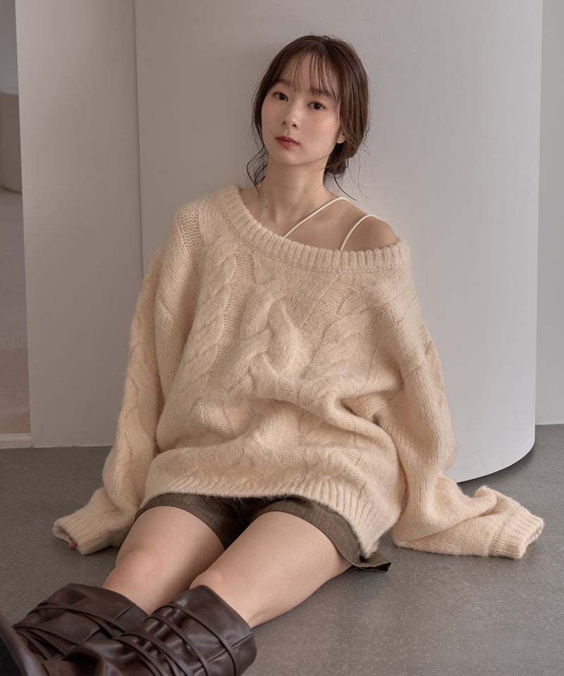 cable design knit pullover / ケーブルデザインニットプルオーバー