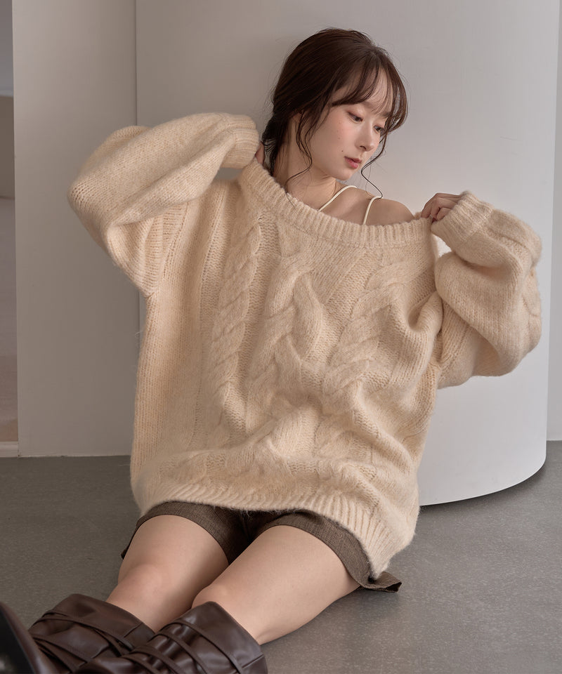 cable design knit pullover / ケーブルデザインニットプルオーバー