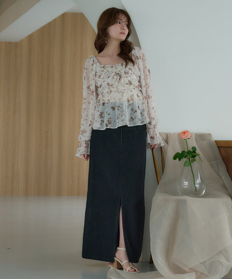 floral pattern sheer blouse / 花柄シアーブラウス
