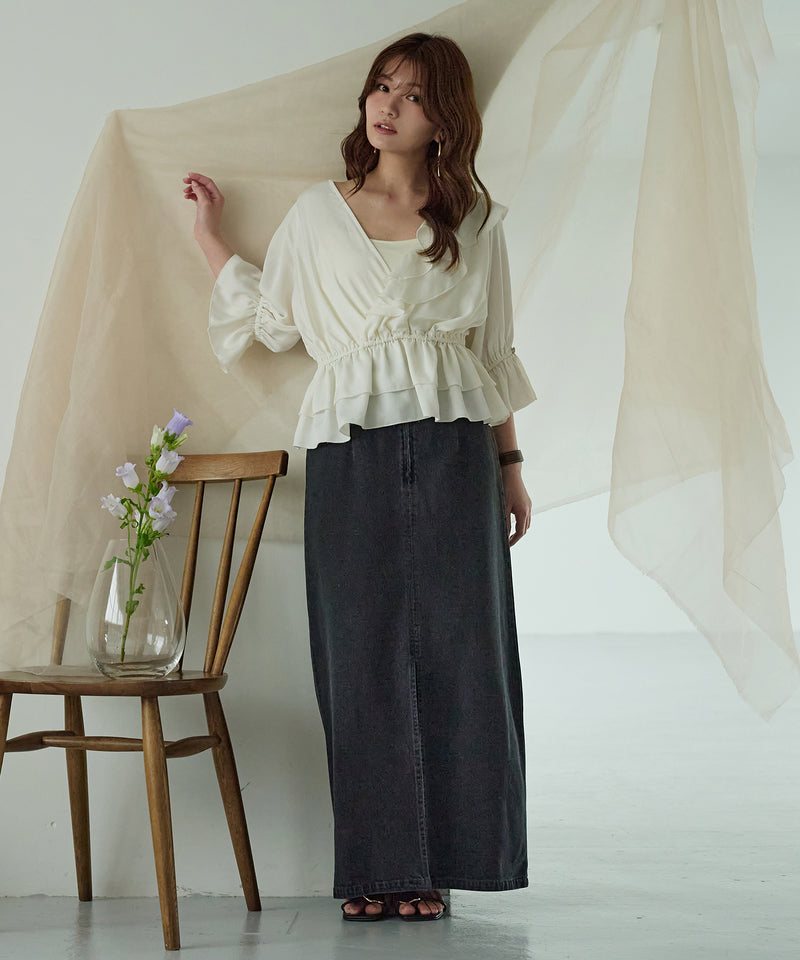 asymmetrical frill blouse / アシンメトリーフリルブラウス