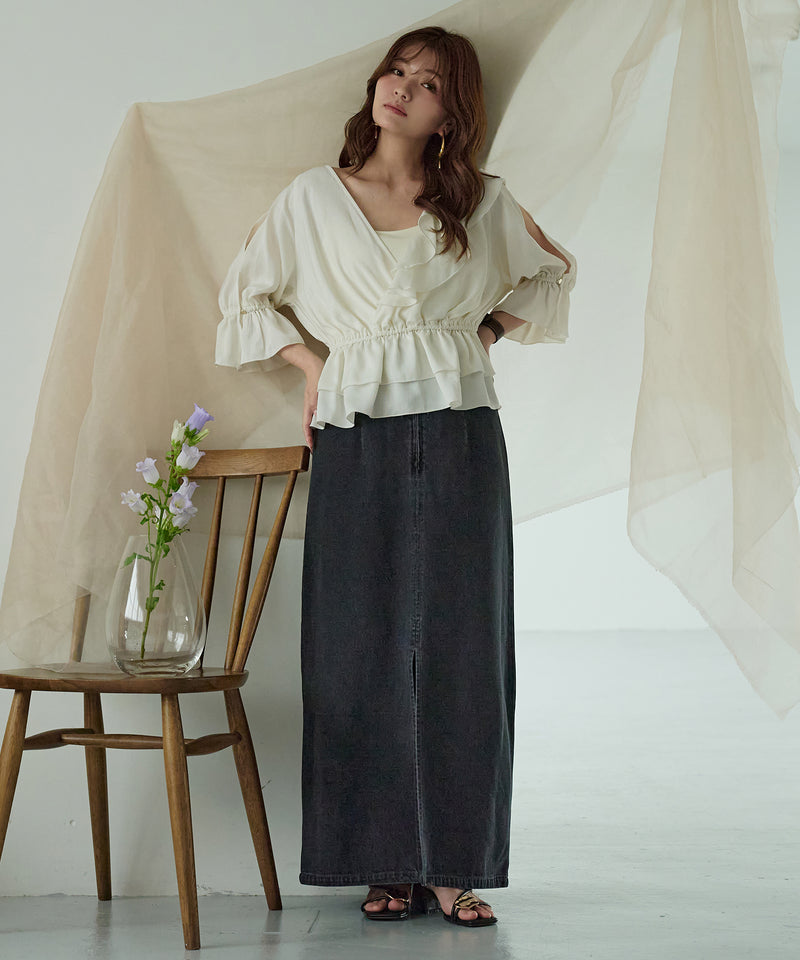 asymmetrical frill blouse / アシンメトリーフリルブラウス