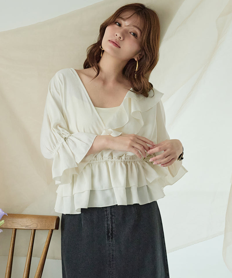 asymmetrical frill blouse / アシンメトリーフリルブラウス